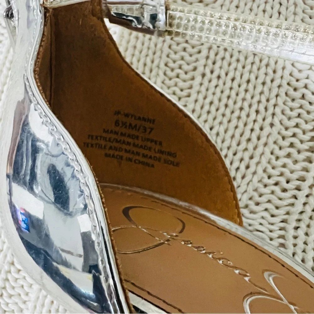 Jessica Simpson Wylanne Women’s Size 6M Silver Rhinestones Strap Heels EUC - Picture 10 of 10